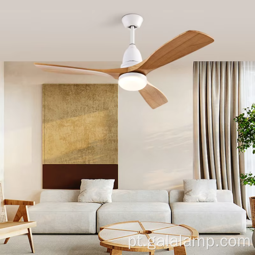 Luz de ventilador de teto de madeira sólida LED